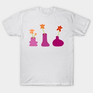 Minimal Flowers in Funky Vases - discreet lesbian pride T-Shirt